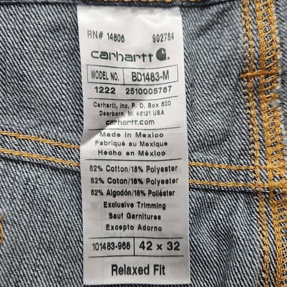 Carhartt Holter Jeans Men's 42x32 Relaxed Straight Leg Blue Stretch NWT BD1483-M - Picture 7 of 16
